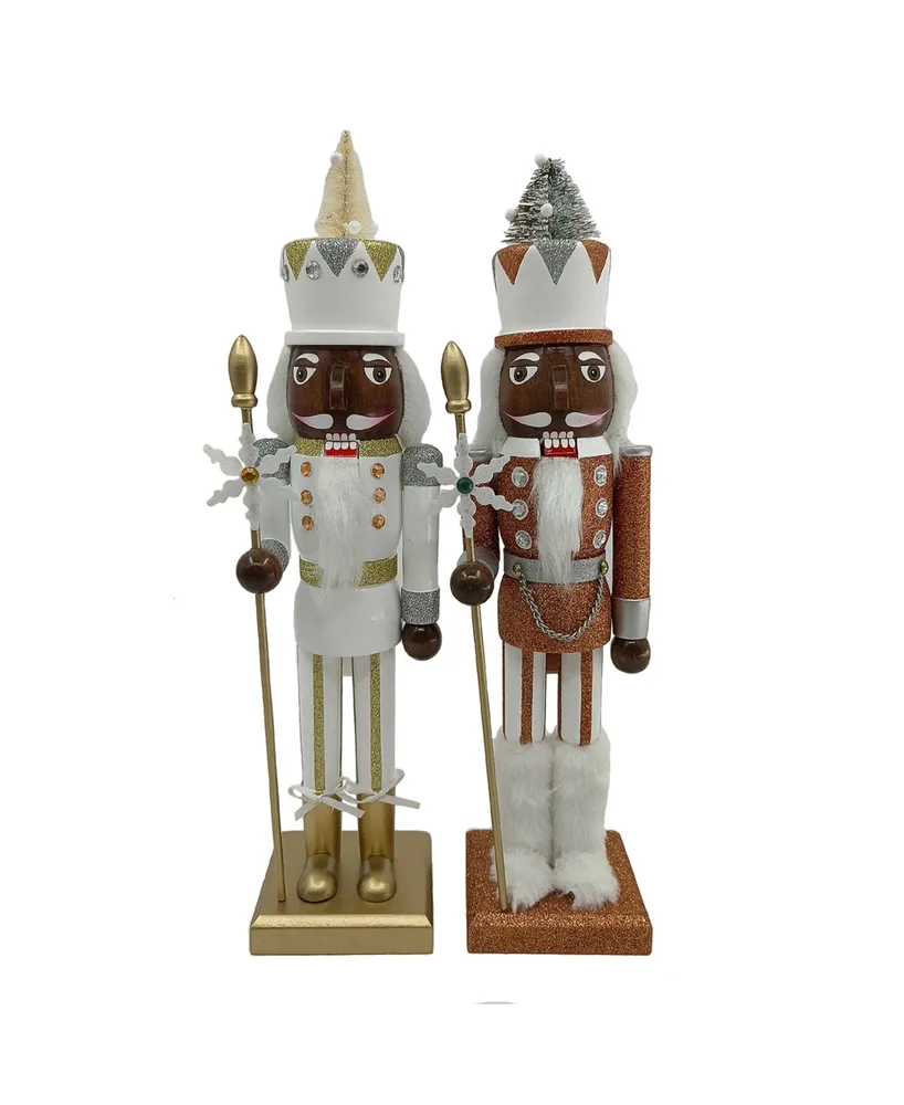 Santa's Workshop 15" Gold-Tone Nutcracker, Set of 2