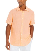 Nautica Men's Classic-Fit Solid Linen Short-Sleeve Shirt