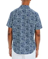 Nautica Men's Palm Print Short-Sleeve Button-Up Shirt