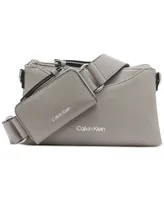 Calvin Klein Chrome Adjustable Zip Crossbody with Zippered Pouch