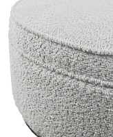 Madison Park Harriet 34" Wide Fabric Upholstered with Metal Base Round Cocktail Ottoman