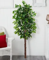 Nearly Natural 60" Artificial Double Trunk Ficus Tree No Pot