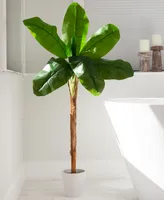 Nearly Natural 48" Artificial Banana Tree in Decorative Planter