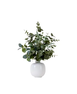 Nearly Natural 24" Artificial Eucalyptus Leaves Arrangement with Ceramic Planter