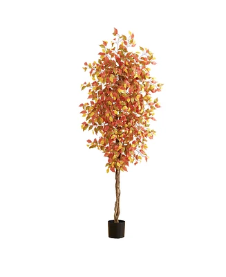 Nearly Natural 84" Autumn Ficus Artificial Fall Tree