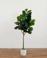 Nearly Natural 72" Artificial Fiddle Leaf Fig Tree with Decorative Planter