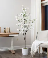 Nearly Natural 72" Artificial Cherry Blossom Tree with Decorative Planter