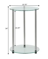 Convenience Concepts 15.75" Glass Designs2Go 2 Tier Round End Table