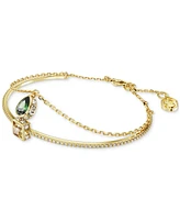 Swarovski Silver-Tone Stilla Two-Row Bangle Bracelet