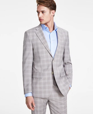 Calvin Klein Men's Slim-Fit Wool Blend Stretch Plaid Suit Separate Jacket