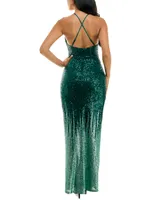 pear culture Juniors' Sequined X-Back Gown