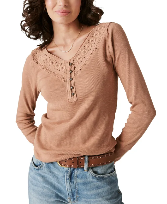 Lucky Brand Women's Lace Trimmed Button-Front Shirt