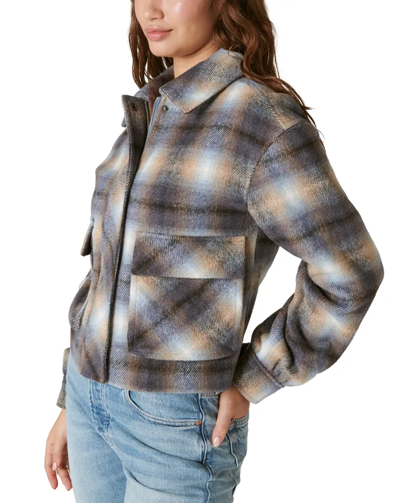 Lucky Brand Women's Cropped Plaid Shirt Jacket