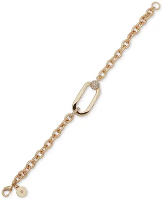 Dkny Gold-Tone Crystal Pave Large Center Link Flex Bracelet