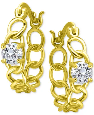 Giani Bernini Cubic Zirconia Chain Link Small Hoop Earrings, 0.625", Created for Macy's