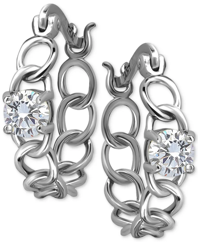 Giani Bernini Cubic Zirconia Chain Link Small Hoop Earrings, 0.625", Created for Macy's