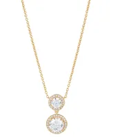 Eliot Danori Gold-Tone Cubic Zirconia Round Halo Pendant Necklace, 16" + 2" extender, Created for Macy's