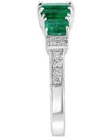 Effy Emerald (1-3/8 ct. t.w.) & Diamond (1/10 ct. t.w.) Statement Ring in Sterling Silver