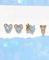 Girls Crew 18k Gold-Plated 4-Pc. Set Color Crystal Blue Dream Single Stud Earrings