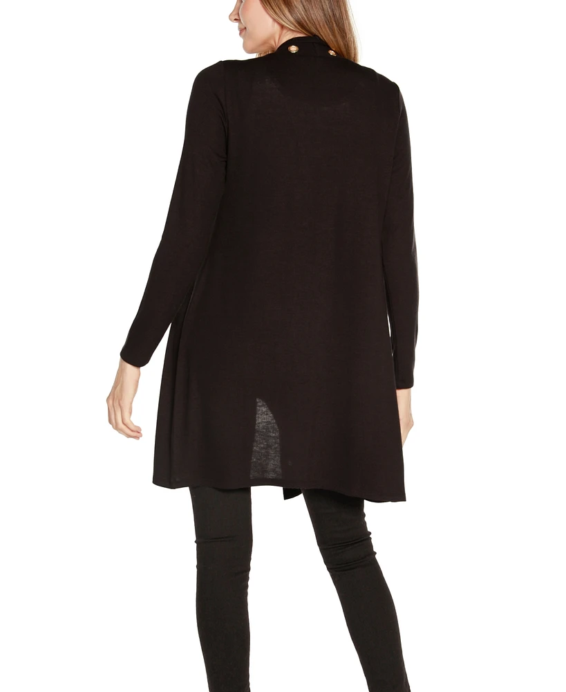 Belldini Women's Long Sleeve Grommet-Trim Cardigan Top