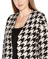 Belldini Women's Houndstooth Cropped Cardigan Sweater