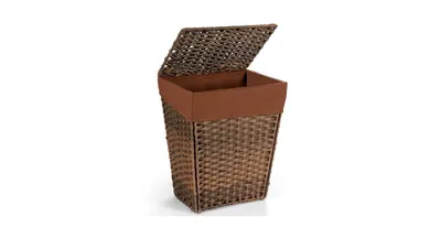 Foldable Hand-woven Laundry Basket with Removable Liner