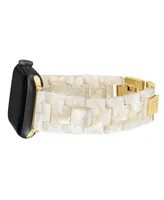Anne Klein Women's Ivory Acetate and Gold-Tone Alloy Bracelet Compatible with 38/40/41mm Apple Watch - Ivory, Gold
