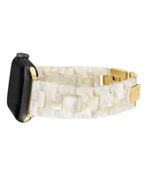 Anne Klein Women's Marbleized Ivory Acetate and Gold-Tone Alloy Metal Bracelet designed for Apple Watch 42mm (Series 10) & 38/40/41mm - Ivory, Gold