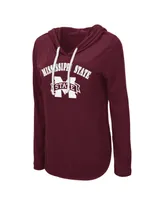 Women's Colosseum Maroon Mississippi State Bulldogs My Lover Lightweight Hooded Long Sleeve T-shirt