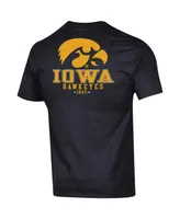 Men's Champion Black Iowa Hawkeyes Stack 2-Hit T-shirt