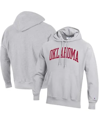 Men's Champion Heathered Gray Oklahoma Sooners Team Arch Reverse Weave Pullover Hoodie