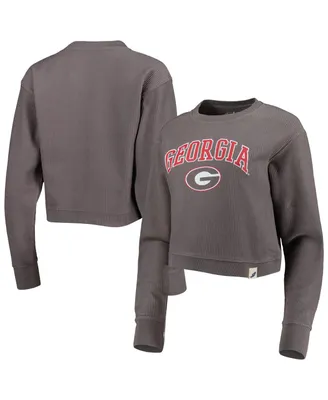 Women's League Collegiate Wear Gray Georgia Bulldogs Classic Campus Corded Timber Sweatshirt