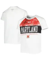 Big Boys Under Armour White Maryland Terrapins Gameday Print Raglan T-shirt