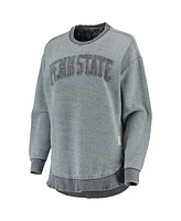 Women's Pressbox Navy Distressed Penn State Nittany Lions Ponchoville Pullover Sweatshirt