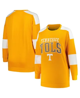 Women's Profile Tennessee Orange Distressed Volunteers Plus Striped Pullover Sweatshirt