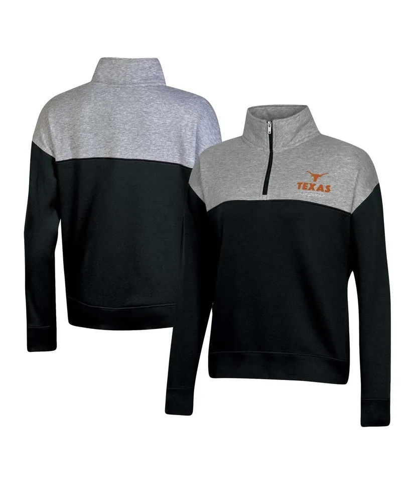 Women's Champion Black Texas Longhorns Color-Blocked Quarter-Zip Sweatshirt