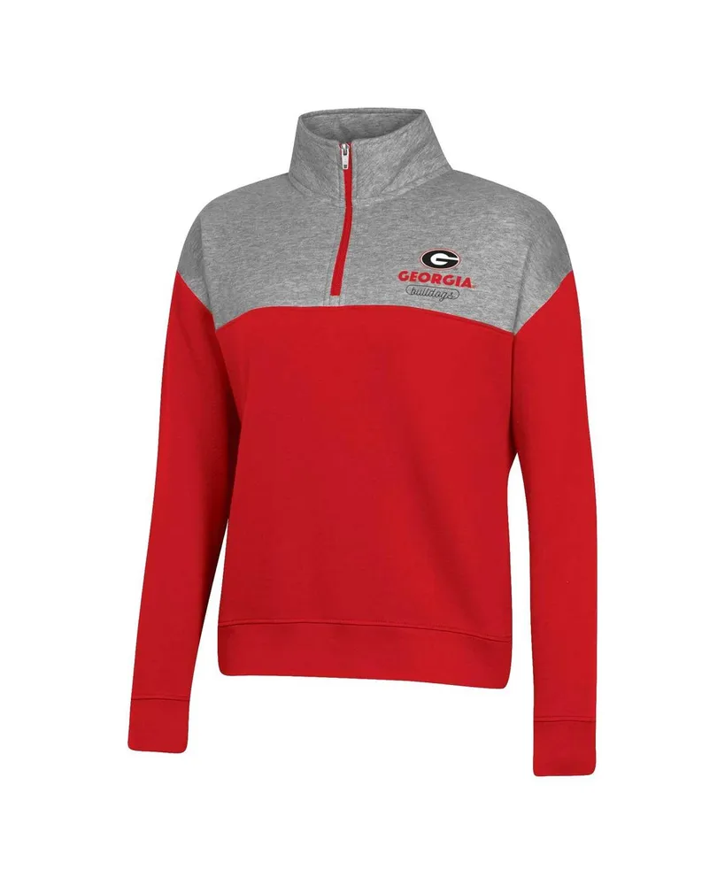 Women's Champion Red Georgia Bulldogs Color-Blocked Quarter-Zip Sweatshirt