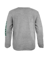 Big Boys Heather Gray Michigan State Spartans 2-Hit For My Team Long Sleeve T-shirt