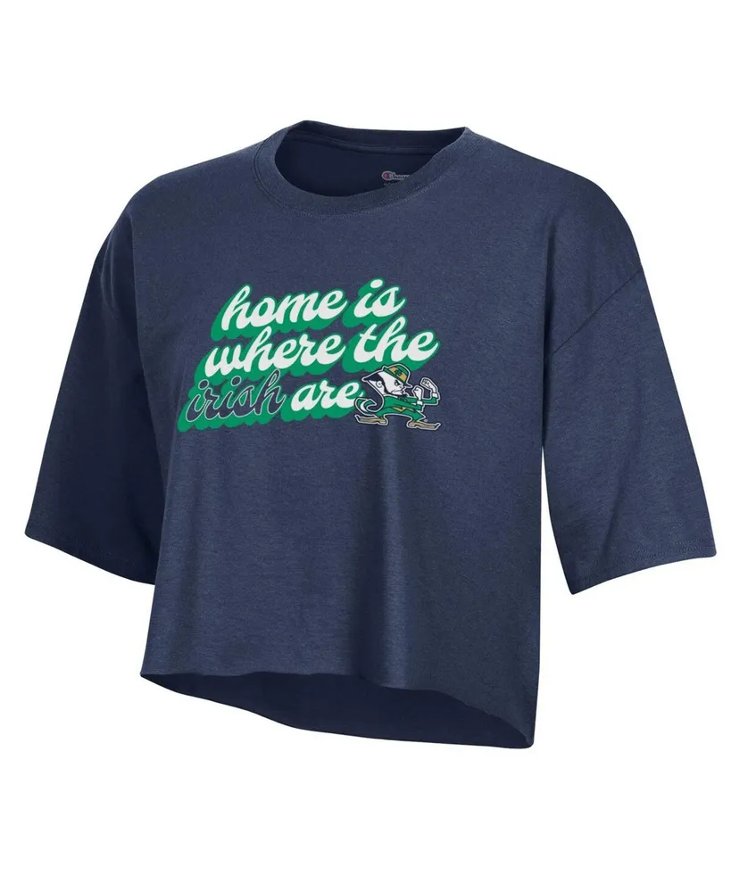 Women's Champion Navy Notre Dame Fighting Irish Boyfriend Cropped T-shirt