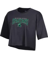 Women's Champion Heather Charcoal Michigan State Spartans Boyfriend Cropped T-shirt