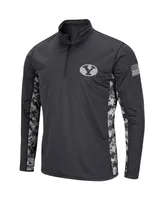 Men's Colosseum Charcoal Byu Cougars Oht Military-Inspired Appreciation Digital Camo Lightweight Quarter-Zip Pullover Sweatshirt