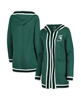 Women's Gameday Couture Green Michigan State Spartans One More Round Tri-Blend Striped Cardigan Sweater