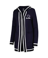 Women's Gameday Couture Navy Penn State Nittany Lions One More Round Tri-Blend Striped Cardigan Sweater