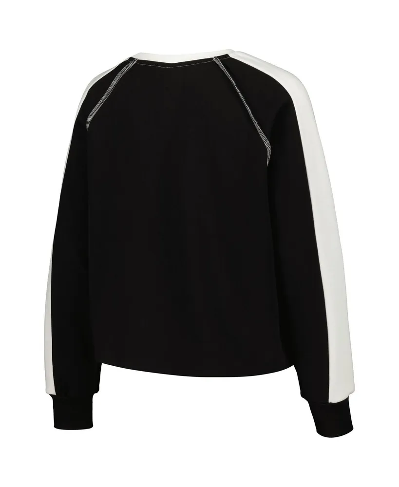 Women's Gameday Couture Black Purdue Boilermakers Blindside Raglan Cropped Pullover Sweatshirt