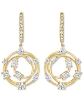 Effy Diamond Multi-Cut Interlocking Circle Dangle Hoop Earrings (1 ct. t.w.) in 14k Gold