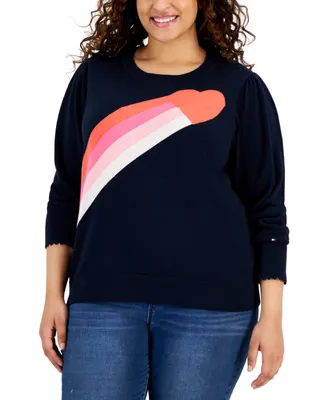 Tommy Hilfiger Plus Heart Puff-Sleeve Sweater