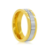 Stainless Steel Cz Band Ring - Gold & Silver Plated