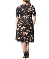 Kiyonna Plus Gabriella Ruched Sleeve Midi Dress with Pockets