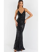 Quiz Women's Sequin Cross Back Evening Dress