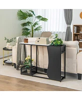 43.5'' Console Table with Faux Marble Top & 2 Storage Compartments Entryway